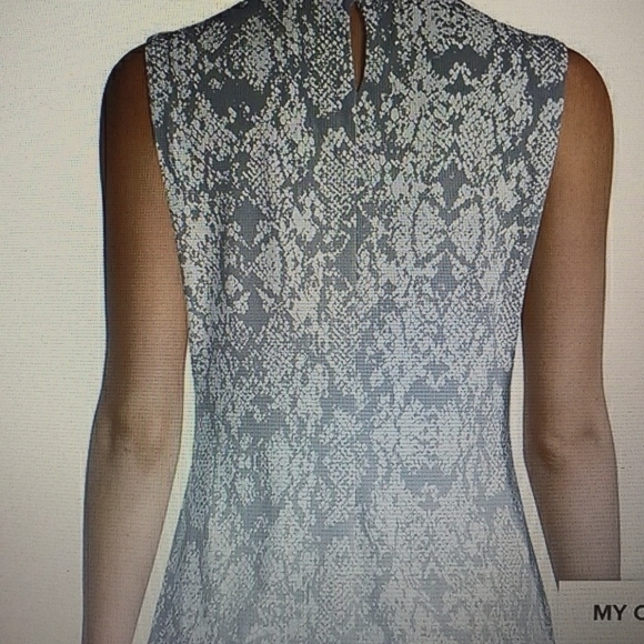 Calvin Klein Snakeskin Print pleated neckline sleeveless blouse Size XS - Picture 3 of 9